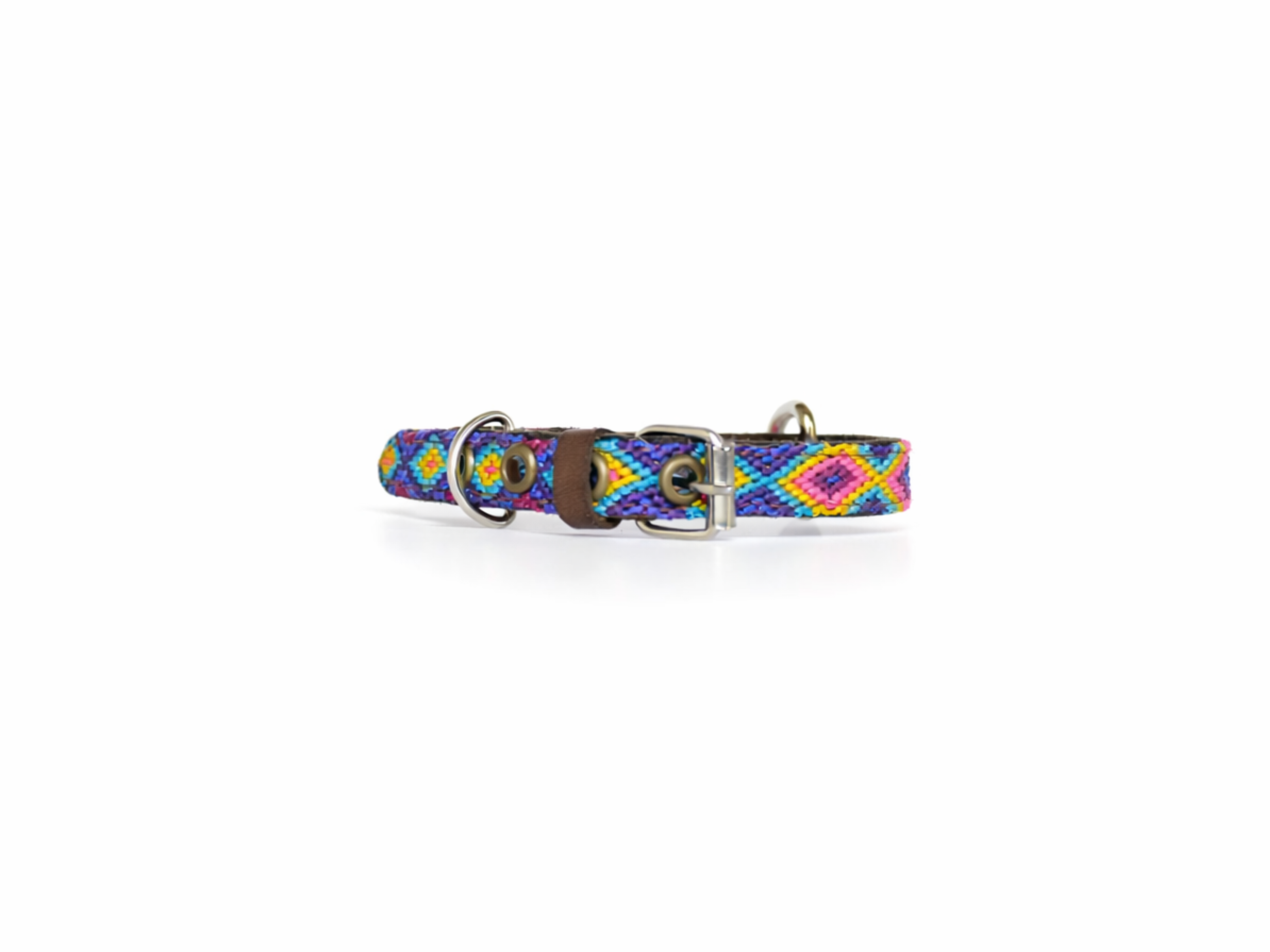 Dog collar with colorful pattern on a white background
