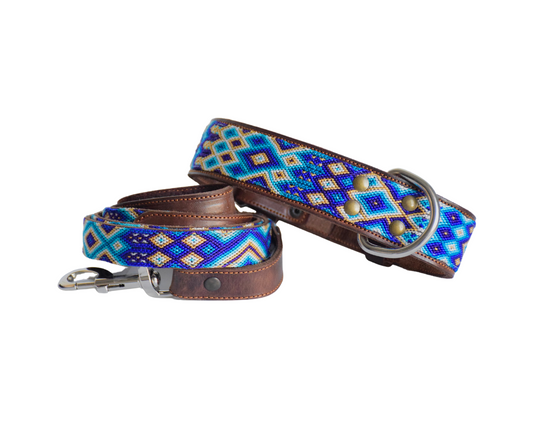 Leather Dog Collar I Mexican Everyday Pet Collar I Azul Celeste Collection