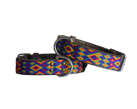Leather Dog Collar I Mexican Handmade Pet Collar I Carnaval Nocturno Collection
