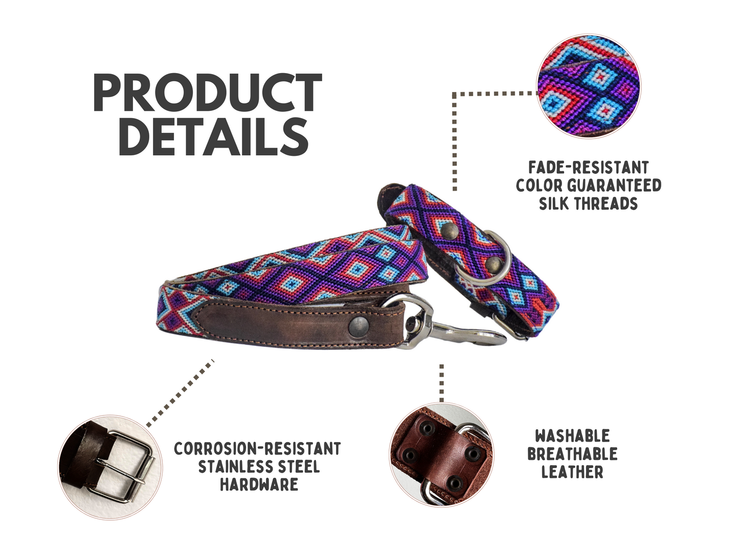 Leather Dog Collar I Mexican Everyday Pet Collar I Bugambilia Collection