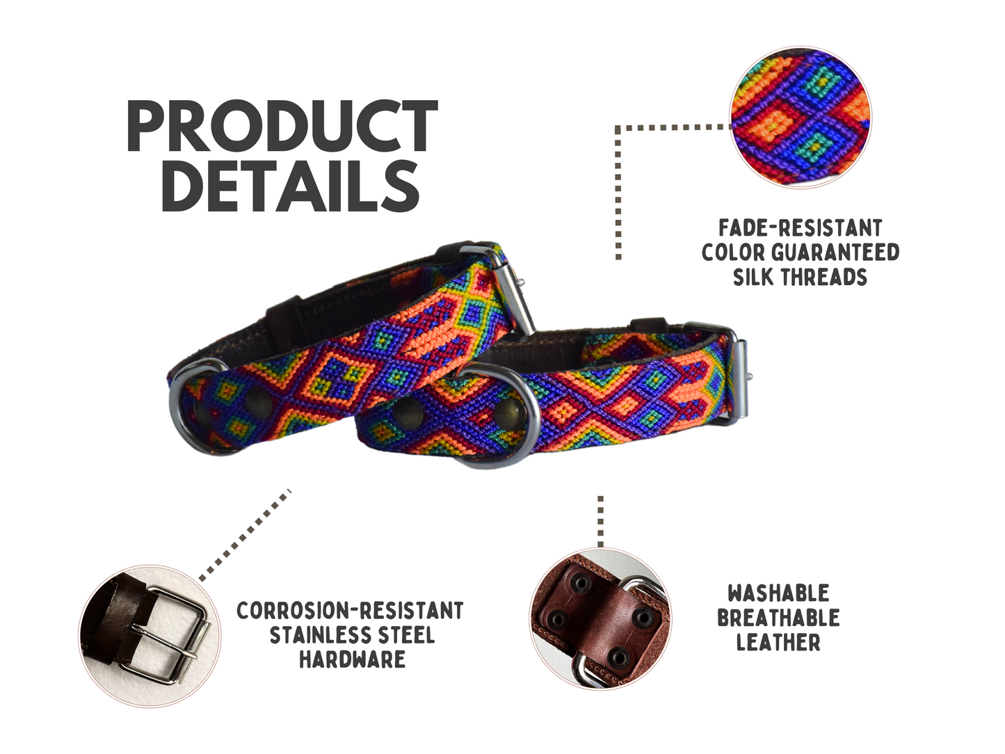 Leather Dog Collar I Mexican Handmade Pet Collar I Carnaval Nocturno Collection